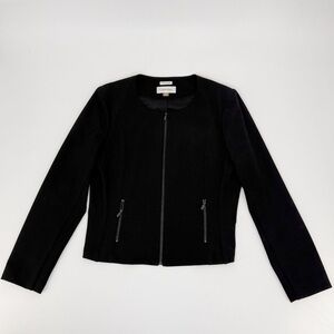 Calvin Klein Womens Black Zip Front Jacket Stretch Tailored Size 16 Workwear